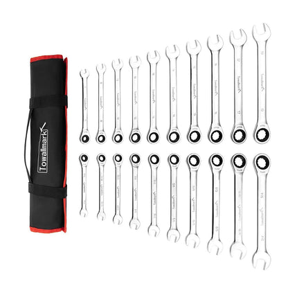 TOWALLMARK 20-Piece SAE Metric Ratcheting Combination Wrench Set Ratchet Wrenches Set