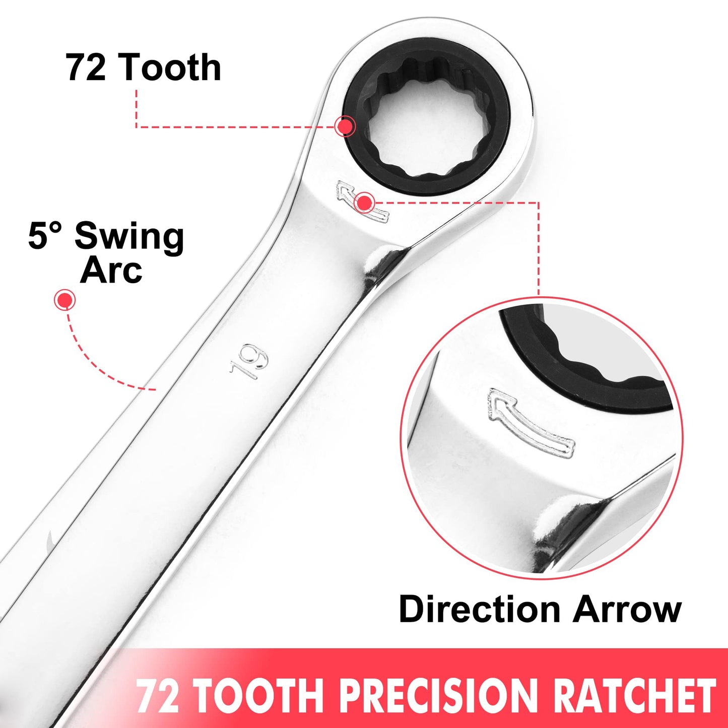 GARVEE 20-Piece SAE Metric Ratcheting Combination Wrench Set Ratchet Wrenches Set