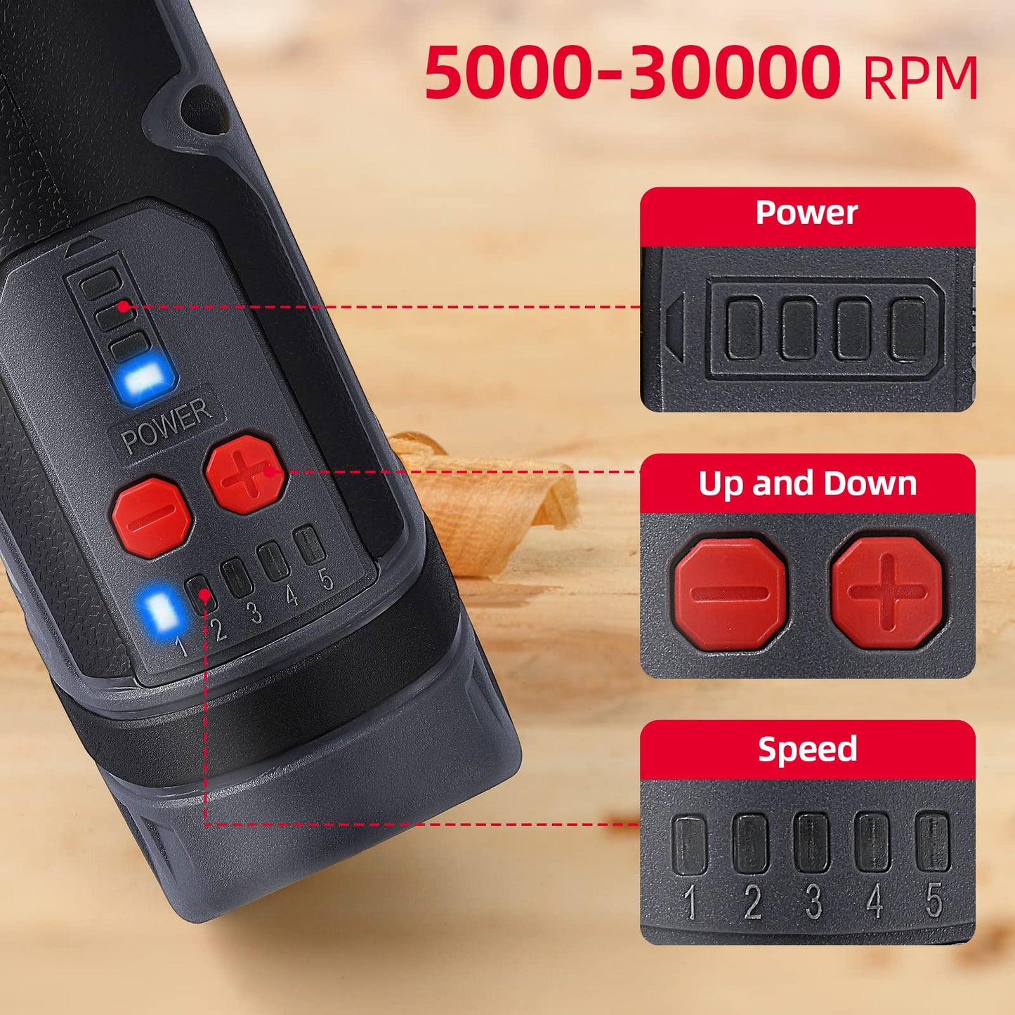 PIONEERWORKS 8V Mini Cordless Rotary Tool 2.0 Ah Li-ion Battery Drive 5 Speed Power Rotary Kit 160 Accessories