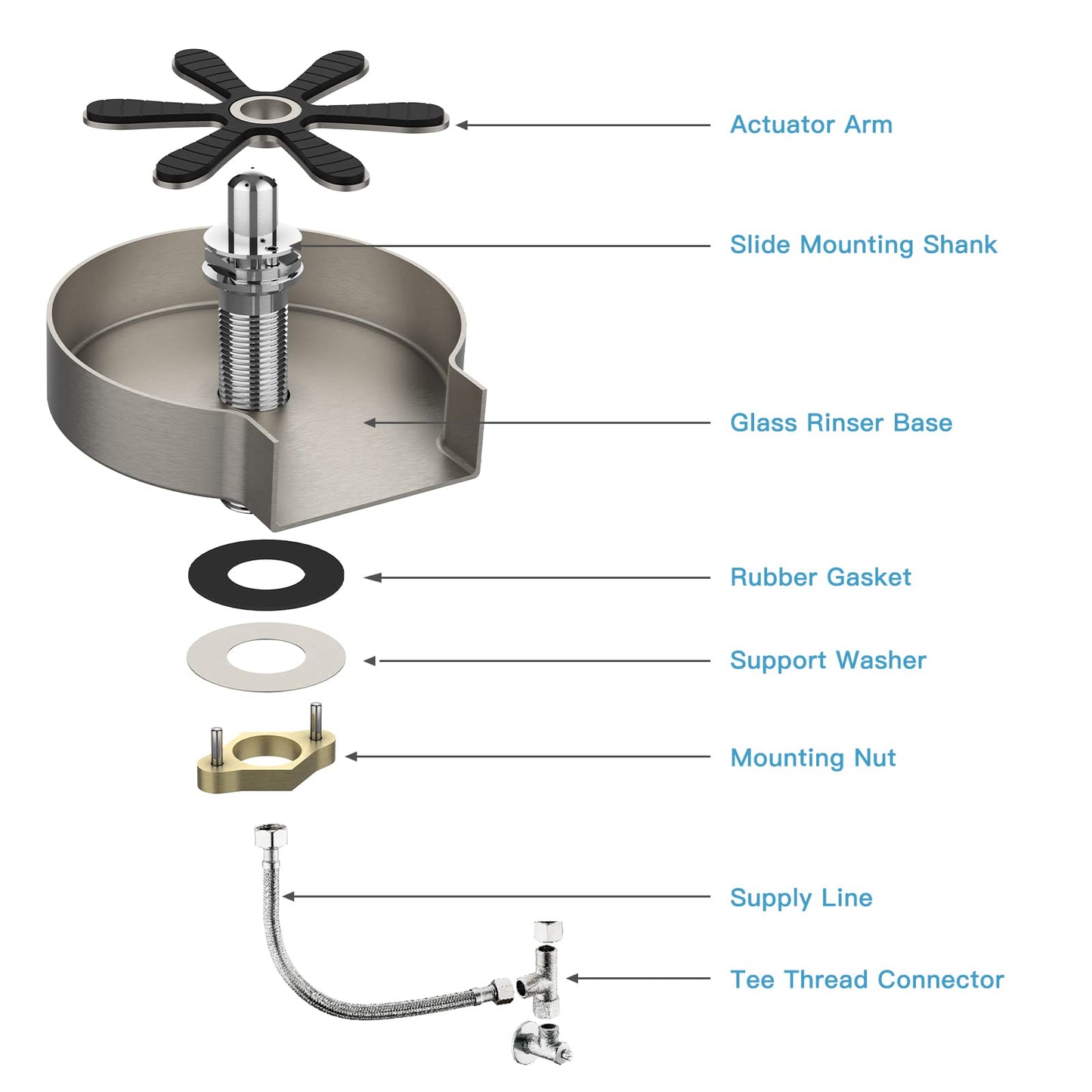 GARVEE Glass Rinser Stainless Steel Glass Rinser for Kitchen Sink Cup Washer for Kitchen Sink