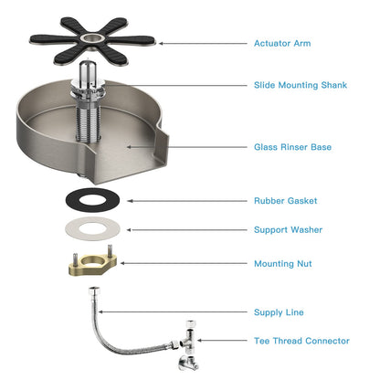 GARVEE Glass Rinser Stainless Steel Glass Rinser for Kitchen Sink Cup Washer for Kitchen Sink