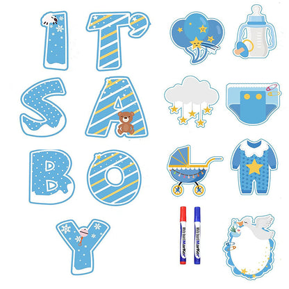 YIWA 14PCS Its a Boy Baby Shower Yard Sign with Stakes Waterproof Gender Reveal Yard Sign