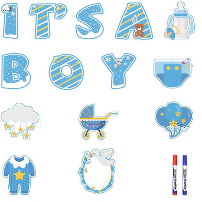 YIWA 14PCS Its a Boy Baby Shower Yard Sign with Stakes Waterproof Gender Reveal Yard Sign