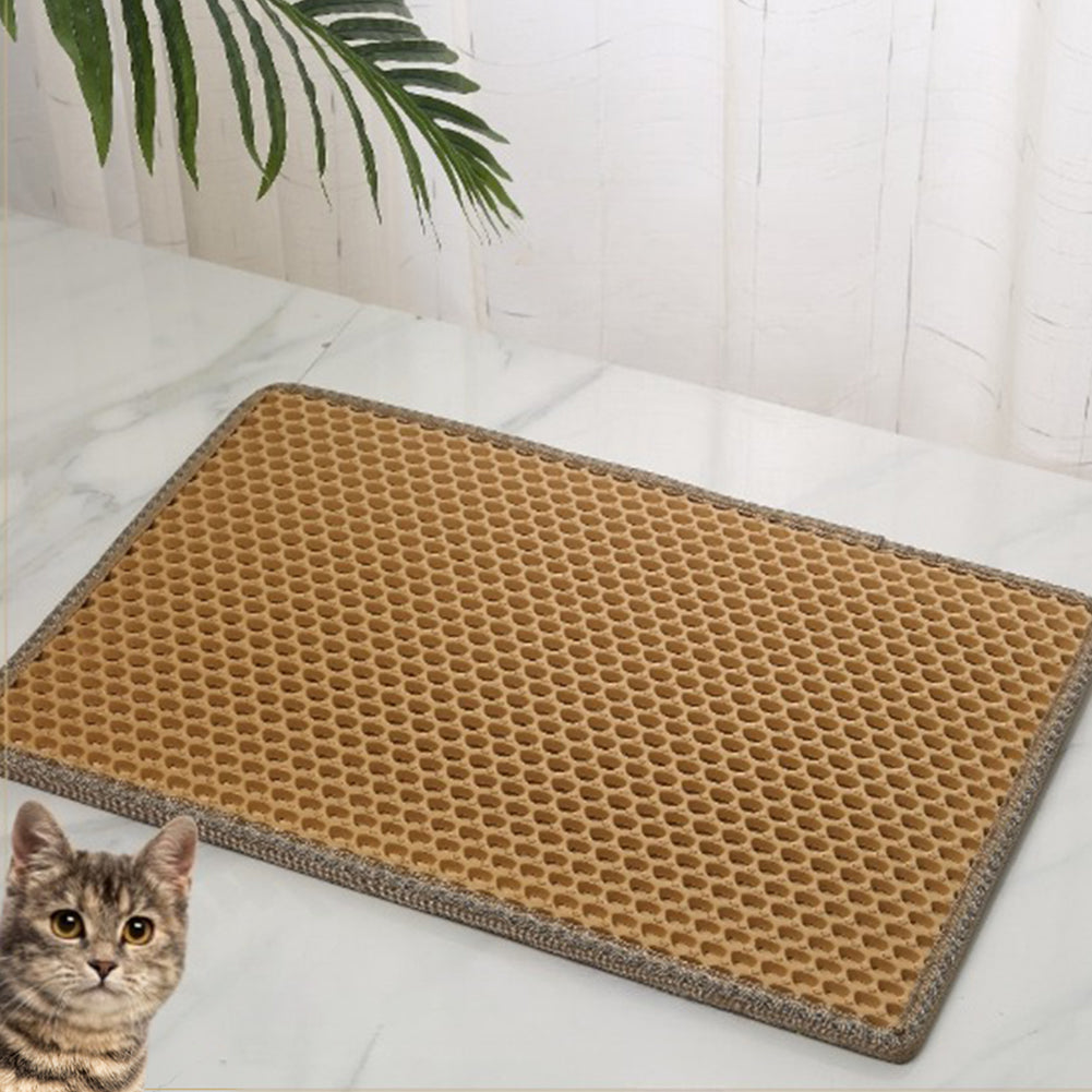 BEESCLOVER Double Layers Cat Litter Mat with Mili Shape Kitty Litter Trapping Mat Training Pee Pads