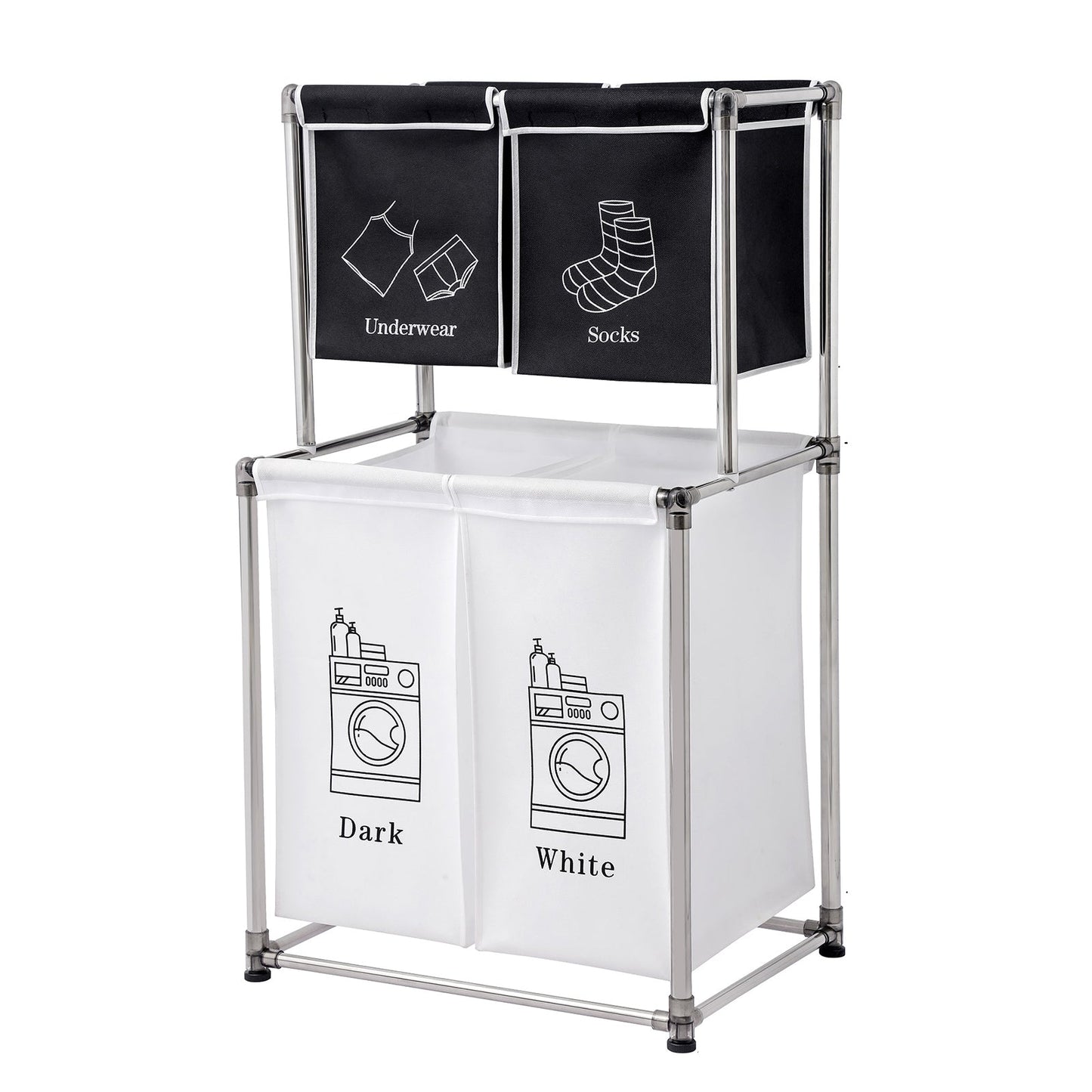 RONSHIN 2 Tier Laundry Hamper with 4 Removable Bags Laundry Sorter Storage Basket