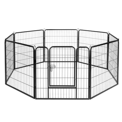 BEESCLOVER 8 Panel 31.5 inches Foldable Pet Playpen Heavy Duty Metal Exercise Fence