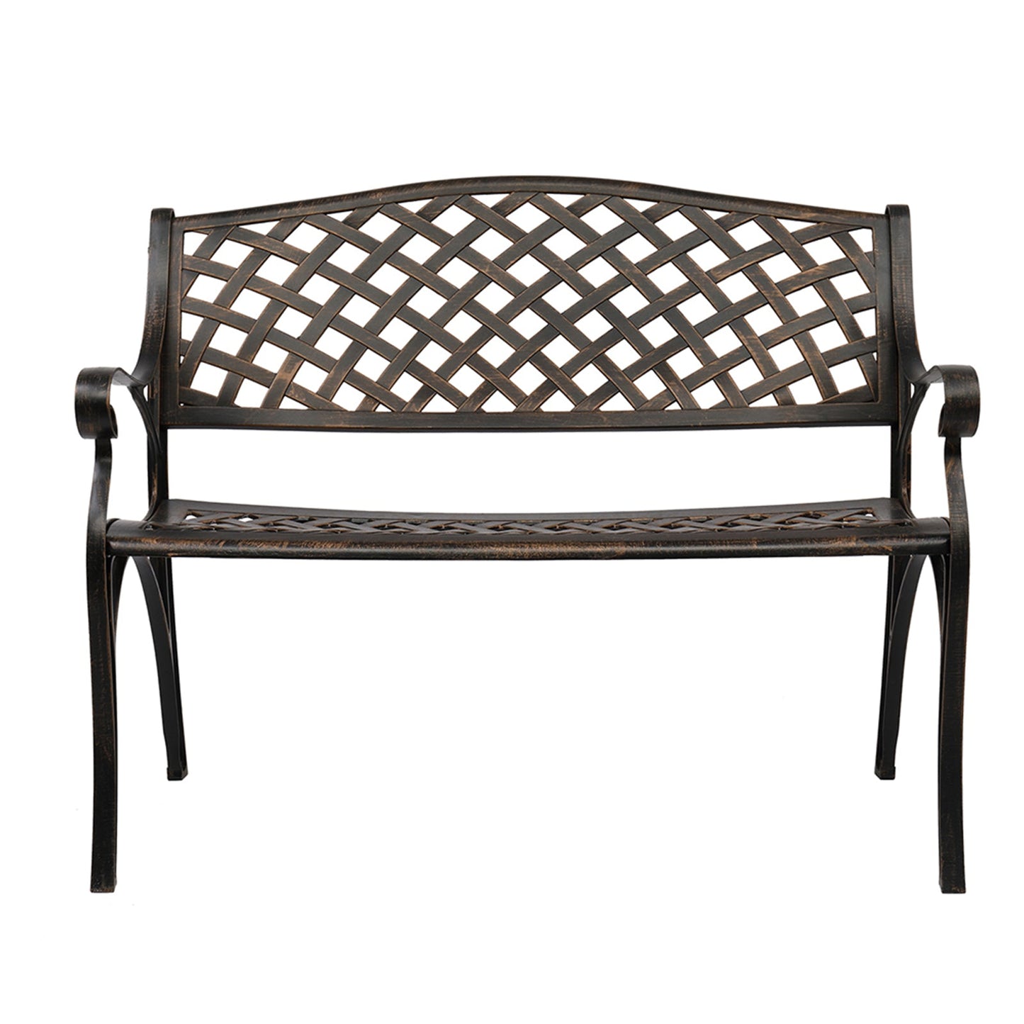 ALICIAN 40.5 inches Outdoor Cast Aluminum Bench with Mesh Backrest