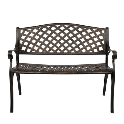 ALICIAN 40.5 inches Outdoor Cast Aluminum Bench with Mesh Backrest