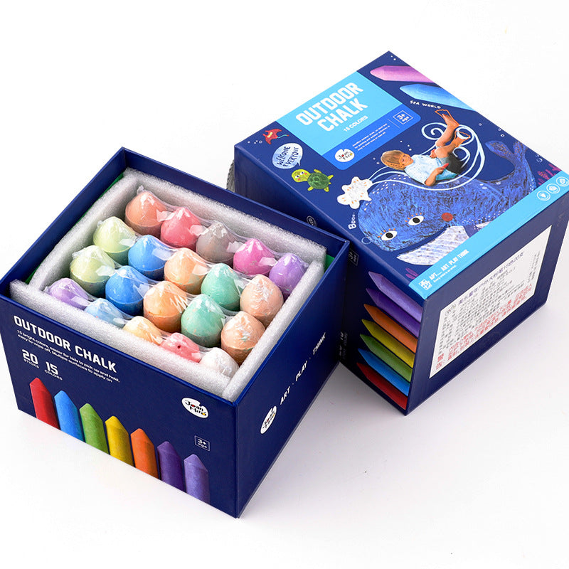 YIWA 20pcs Sidewalk Chalk 15 Colors Dust-free