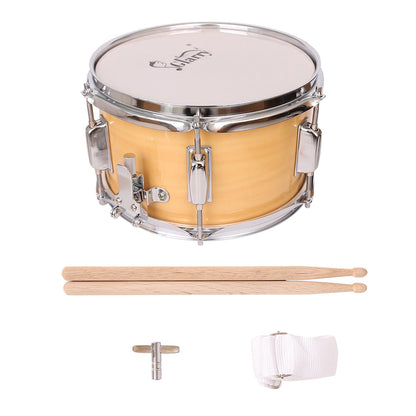 YIWA Snare Drum 10x6 inches Poplar Wood Drum with Drumstick