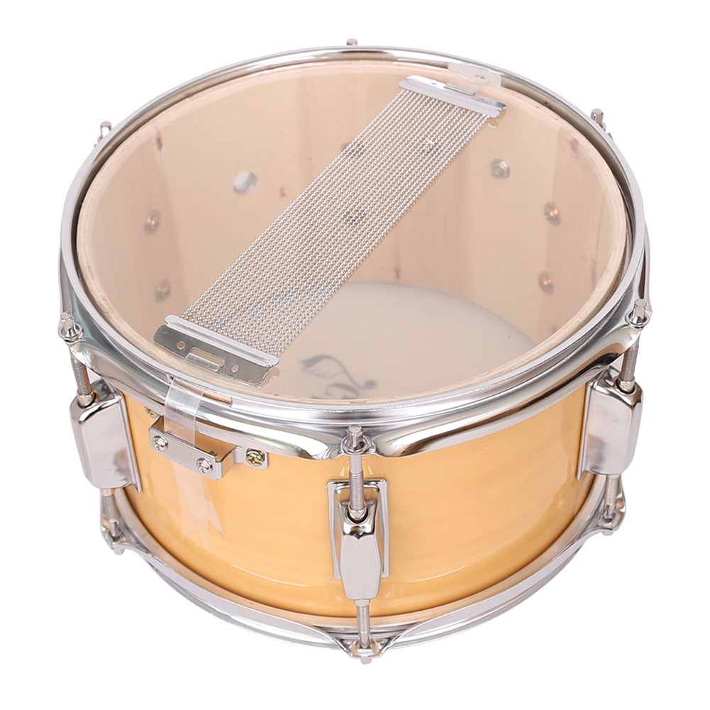 YIWA Snare Drum 10x6 inches Poplar Wood Drum with Drumstick