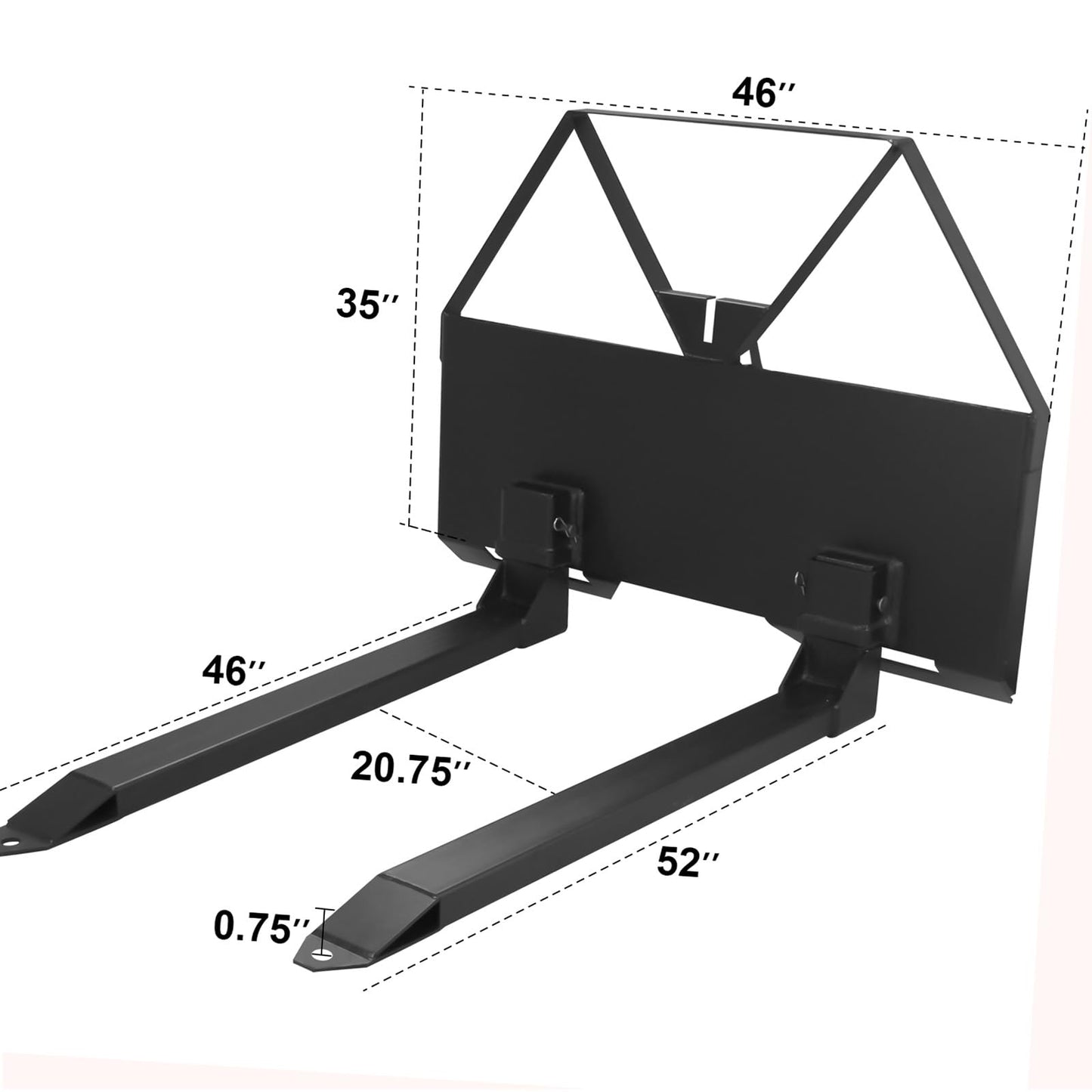 Garvee 46 Inch Pallet Forks Attachment Skid Steer Forks 2600 lbs Capacity For Tractors Loaders Quick Attach Mount