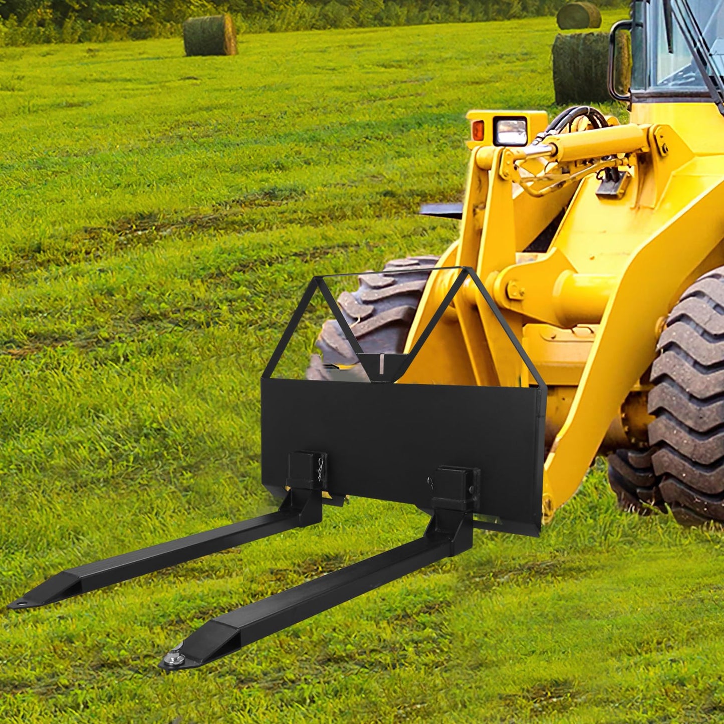 Garvee 46 Inch Pallet Forks Attachment Skid Steer Forks 2600 lbs Capacity For Tractors Loaders Quick Attach Mount