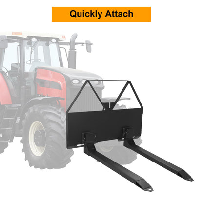 Garvee 46 Inch Pallet Forks Attachment Skid Steer Forks 2600 lbs Capacity For Tractors Loaders Quick Attach Mount