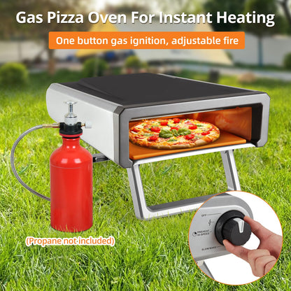 GARVEE Pizza Oven Gas Outdoor 12 Inch Portable Stainless Steel Propane Pizza Oven