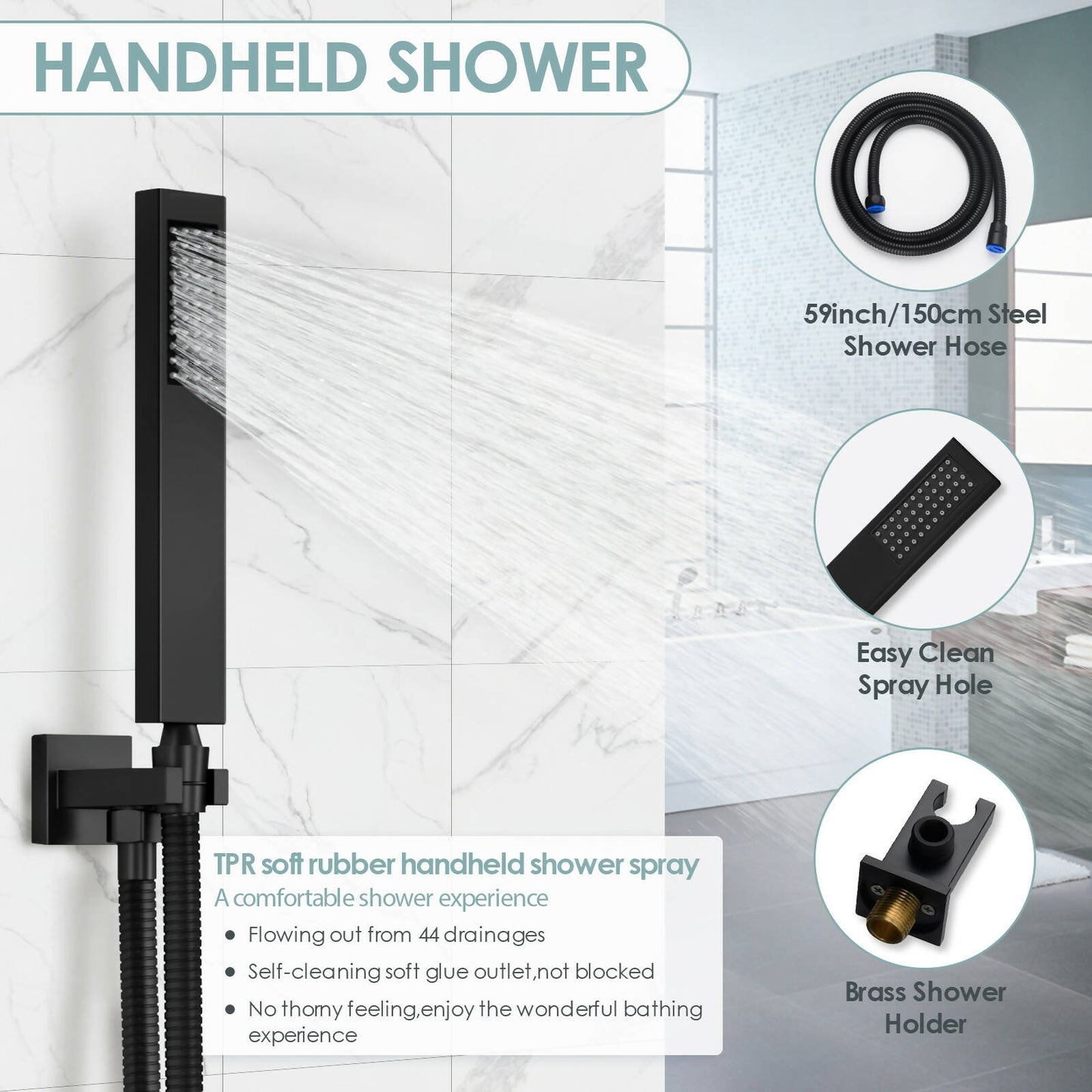 RainfallCascade 10” High-Pressure Shower Faucet, Wall Mount, Rough in-Valve, 2.5 GPM