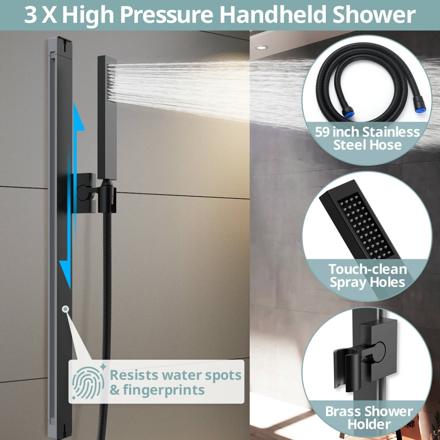 Luxury LightWave High-Pressure Shower System, Ceiling Mount, LED Light, Thermostatic Valve, 2.5 GPM