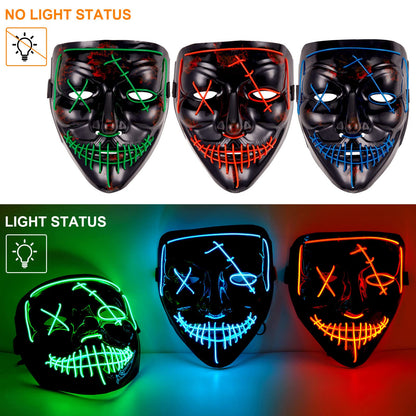 CYNDIE 3 Pack Led Light Up Masks Scary Masks for Halloween