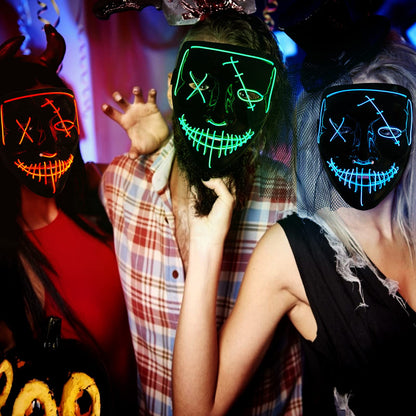 CYNDIE 3 Pack Led Light Up Masks Scary Masks for Halloween