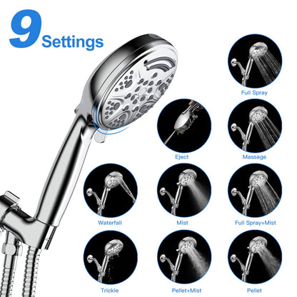 GARVEE Shower Head Handheld Stainless Steel Hose Bracket Spray Wash Mode