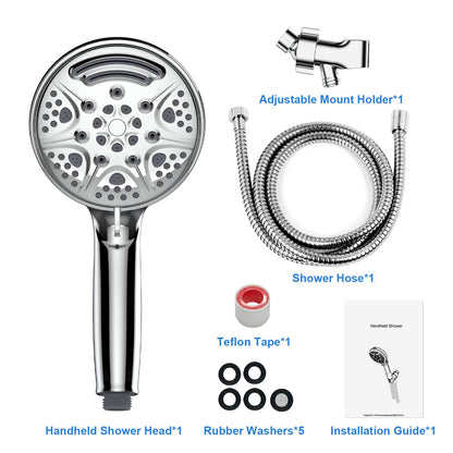 GARVEE Shower Head Handheld Stainless Steel Hose Bracket Spray Wash Mode