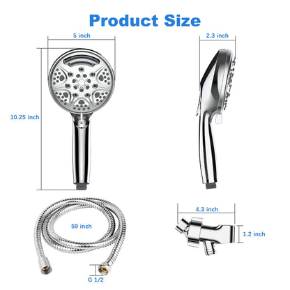 GARVEE Shower Head Handheld Stainless Steel Hose Bracket Spray Wash Mode