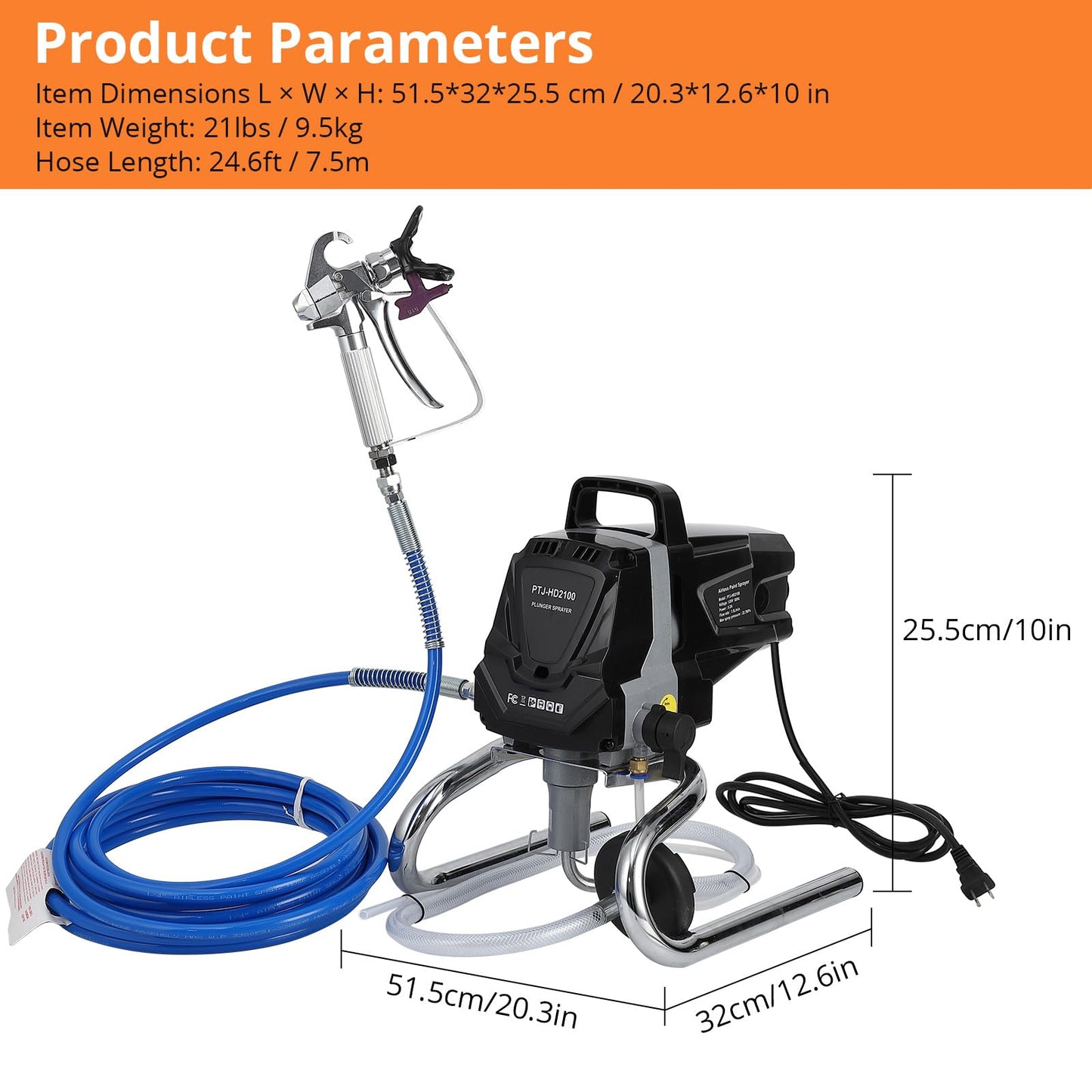 GARVEE Stand Airless HVLP Paint Sprayer High Efficiency Thinning-Free Minimal Overspray