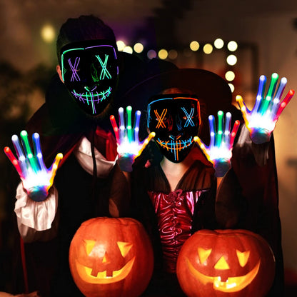 WHIZMAX 6PACK Halloween Purge Mask LED Gloves Set