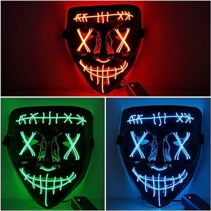 WHIZMAX Halloween 3pcs LED Mask Light Up Scary Mask