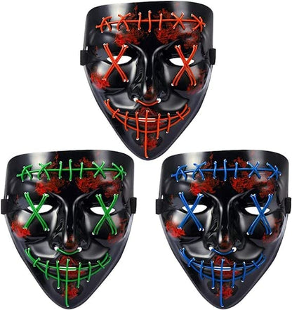 CYNDIE Halloween 3pcs LED Mask Light Up Scary Mask