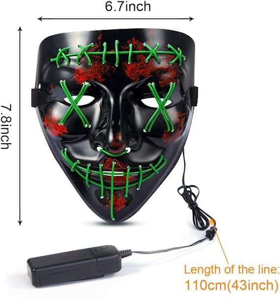 CYNDIE Halloween 3pcs LED Mask Light Up Scary Mask