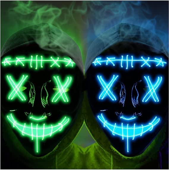 CYNDIE Halloween 2pcs LED Mask Light Up Scary Mask