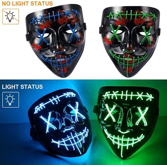 CYNDIE Halloween 2pcs LED Mask Light Up Scary Mask