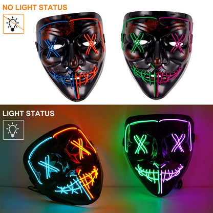 CYNDIE 6PACK Halloween Purge Mask LED Gloves Set