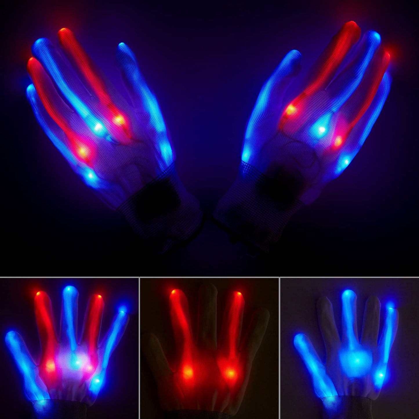 WHIZMAX 6PACK Halloween Purge Mask LED Gloves Set