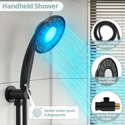 ThermaGlow Thermometer Shower Head: Water-Powered Fahrenheit Display, Child and Pet Showers