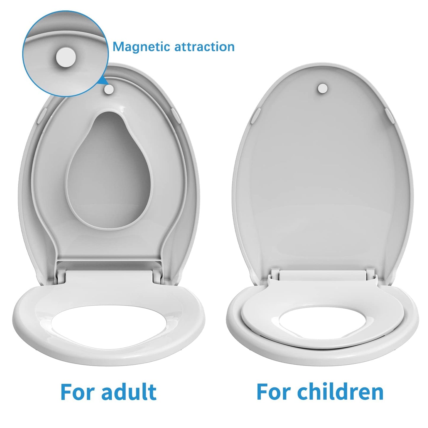 GARVEE Elongated Toilet Seat with Toddler Seat Built in