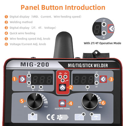 GARVEE 3 in 1 Digital MIG Welder 200Amp 110 220V Dual Voltage Welding Machine