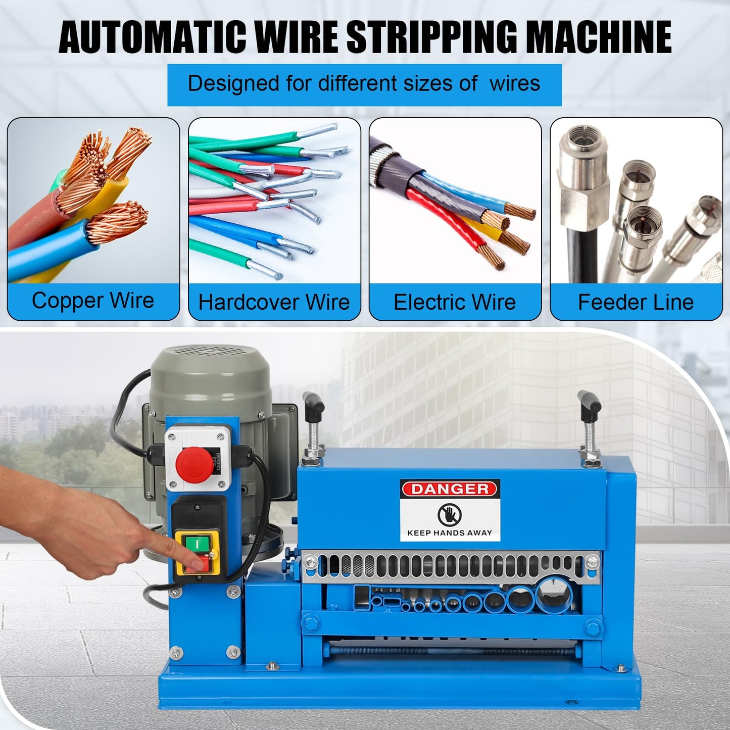 GARVEE Wire Stripping Machine 0.06-1.5 Inch 370w Portable Powered Wire Stripper Machine