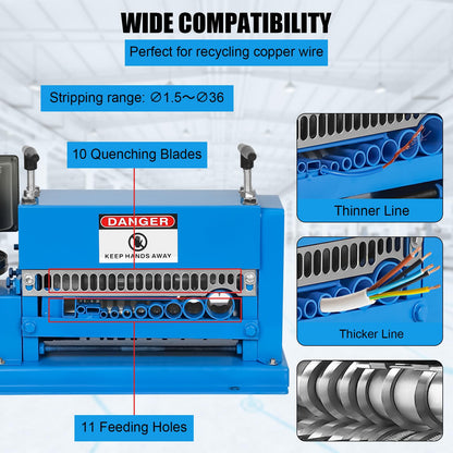 GARVEE Wire Stripping Machine 0.06-1.5 Inch 370w Portable Powered Wire Stripper Machine