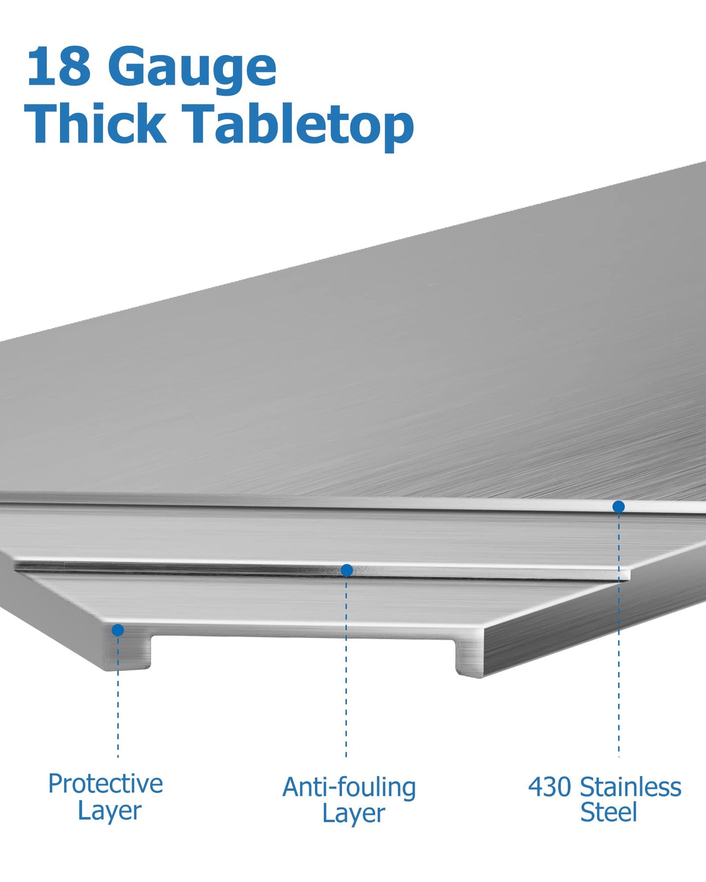 GARVEE Stainless Steel Folding Table with Undershelf Commercial Kitchen Prep Table for Home Restaurant Hotel