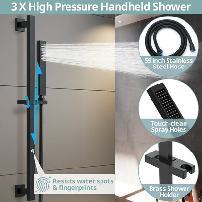 DualJetSpa 16" High-Pressure Rainfall Shower Faucet, Celling Mount, Rough in-Valve, 2.5 GPM