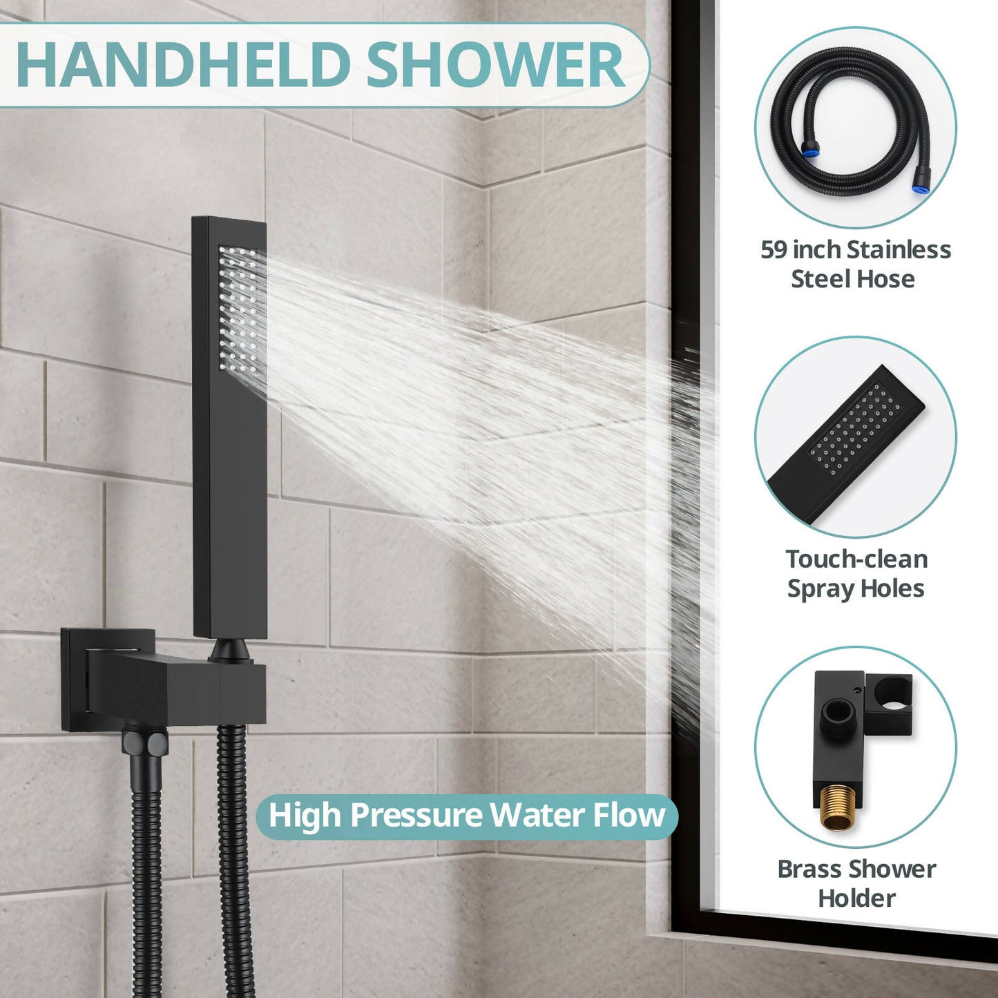 RelaxaJet 12" High-Pressure Rainfall Shower Faucet, Ceiling Mount, Rough in-Valve, 2.5 GPM