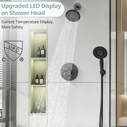 EVERSTEIN Digital Display Thermostatic Shower Head Faucet Set with Rough-in Valve