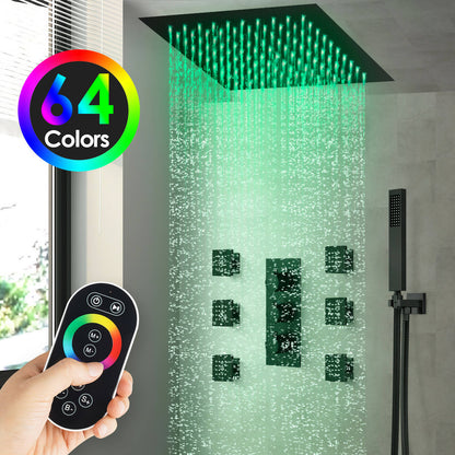 Remote Controlled LED High-Pressure Complete Shower Faucet With Rough-In Valve