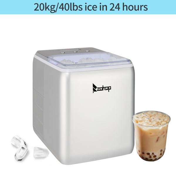 ZOKOP Ice Maker ICM-2005 ABS Transparent Cover Display for Office Home Silver