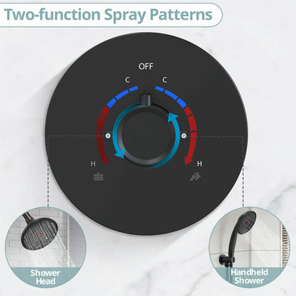 EVERSTEIN Digital Display Thermostatic Shower Head Faucet Set with Rough-in Valve