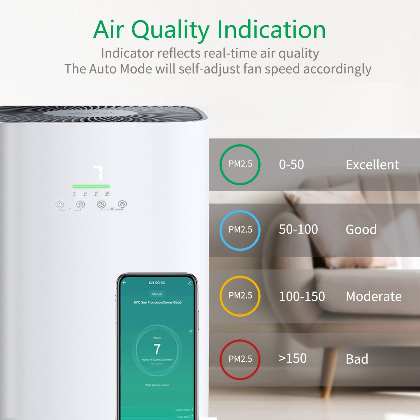 ACEKOOL Air Purifiers AF2 for Large Room 1615ft虏 Homedics Air Purifier US Plug