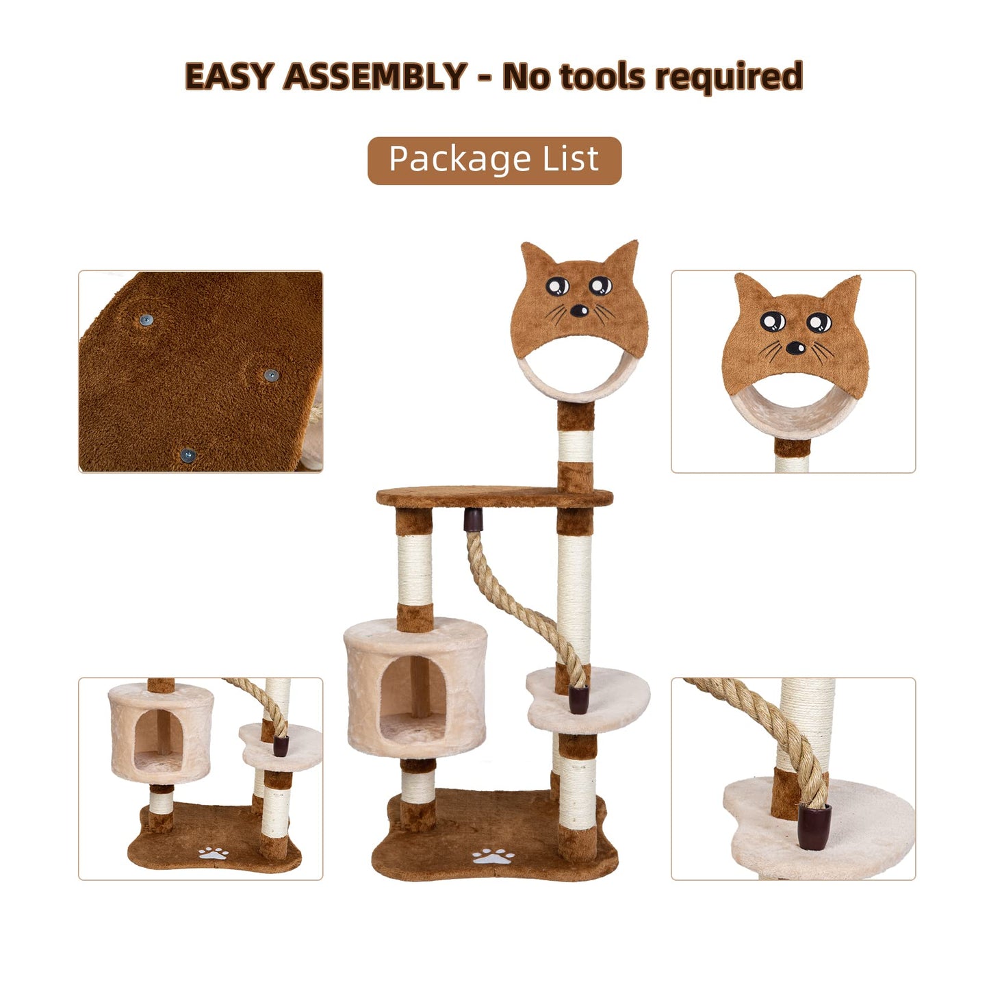 ASYPETS Cat Activity Tree 50鈥滿ulti-Level Wooden Pet Furniture