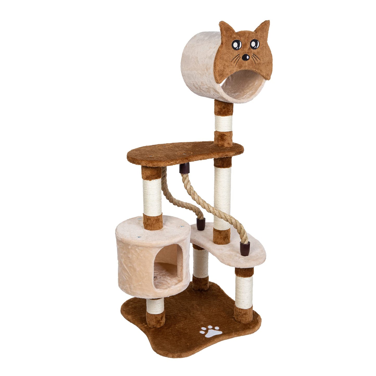 ASYPETS Cat Activity Tree 50鈥滿ulti-Level Wooden Pet Furniture